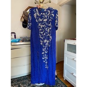 Beautiful blue & silver high-quality evening gown